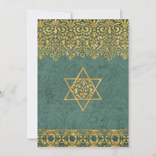 Blauwgroen Peacock Engels Manor Art Deco Nouveau D Kaart (Achterkant)