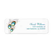 Blauwgroen Peacock Feathers Etiket (Voorkant)