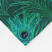 Blauwgroen Peacock Feathers Patroon Fleece Deken (Hoek)