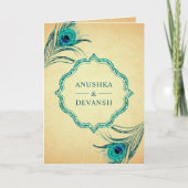 Blauwgroen Peacock Feathers QR Code Indian Wedding (Voorkant)