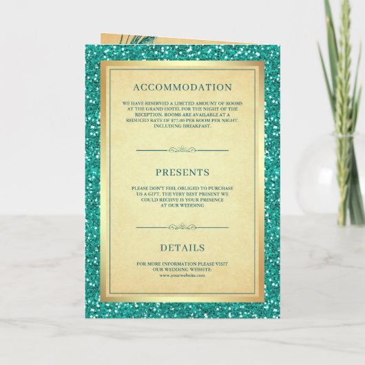 Blauwgroen Peacock Feathers QR Code Indian Wedding (Achterkant)