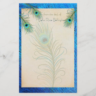 Blauwgroen peacock Feathers Stationery Briefpapier