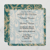 Blauwgroen Peacock Feathers Wedding Kaart (Voorkant / Achterkant)