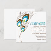 Blauwgroen Peacock Feathers Wedding Kaart (Voorkant / Achterkant)