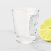 Blauwgroen Peacock - Gepersonaliseerd Shot Glass Glas (Links)