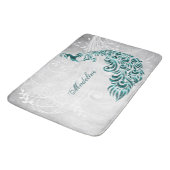 Blauwgroen Peacock - Gepersonaliseerde Bath Mat (Gekanteld)