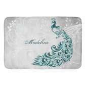 Blauwgroen Peacock - Gepersonaliseerde Bath Mat (Voorkant)