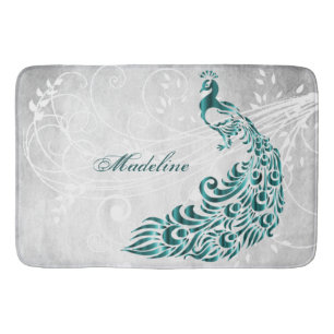 Blauwgroen Peacock - Gepersonaliseerde Bath Mat
