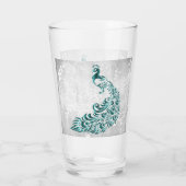 Blauwgroen Peacock - Gepersonaliseerde glazen beke (Achterkant)