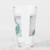 Blauwgroen Peacock - Gepersonaliseerde glazen beke (Links)