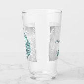 Blauwgroen Peacock - Gepersonaliseerde glazen beke (Rechts)