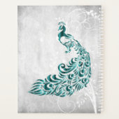 Blauwgroen Peacock-gepersonaliseerde planner (Achterkant)