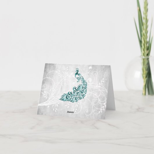 Blauwgroen Peacock - Hartelijk dank Kaart (Achterkant)