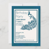 Blauwgroen Peacock l Chic Stylish Design Birthday Kaart (Voorkant)