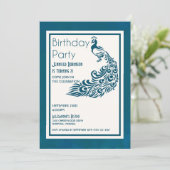 Blauwgroen Peacock l Chic Stylish Design Birthday Kaart (Staand voorkant)