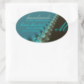 Blauwgroen Peacock Lace Handgemaakte Label Ovale S (Tas)