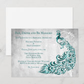 Blauwgroen Peacock Leaf Vine Rehearsal Dinner Invi Kaart (Voorkant / Achterkant)