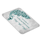 Blauwgroen Peacock Leaf Vine sparen de datum Magne Magneet (Rechterzijde)