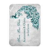 Blauwgroen Peacock Leaf Vine sparen de datum Magne Magneet (Verticaal)