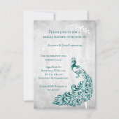 Blauwgroen Peacock Leaf Vine Vrijgezellenfeest Inv Kaart (Voorkant)