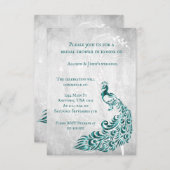 Blauwgroen Peacock Leaf Vine Vrijgezellenfeest Inv Kaart (Voorkant / Achterkant)