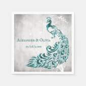 Blauwgroen Peacock Leaf Vine Vrijgezellenfeest Nap Servet (Voorkant)