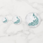 Blauwgroen Peacock Leaf Vine Wedding Confetti (Voorkanten)