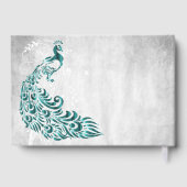 Blauwgroen Peacock Leaf Vine Wedding Guestbook Gastenboek (Achterkant)