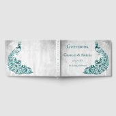 Blauwgroen Peacock Leaf Vine Wedding Guestbook Gastenboek (Volledig)