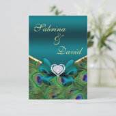 Blauwgroen Peacock-ontvangstkaart Informatiekaartje (Staand voorkant)