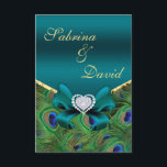 Blauwgroen Peacock-ontvangstkaart Informatiekaartje<br><div class="desc"></div>