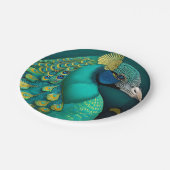 Blauwgroen Peacock Paper Borden Papieren Bordje (Gekanteld)