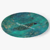 Blauwgroen Peacock Papieren Bordje (Gekanteld)