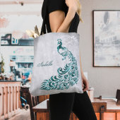 Blauwgroen Peacock Persoonlijke Canvas tas