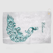 Blauwgroen Peacock - Persoonlijke Golfhanddoek (Horizontaal)