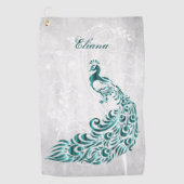 Blauwgroen Peacock - Persoonlijke Golfhanddoek (Voorkant)