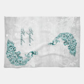 Blauwgroen Peacock Persoonlijke keukenhanddoeken (Horizontaal)