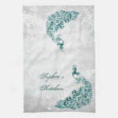 Blauwgroen Peacock Persoonlijke keukenhanddoeken (Verticaal)