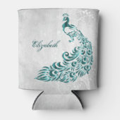 Blauwgroen Peacock Persoonlijke Koelbox Blikjeskoeler (Voorkant)
