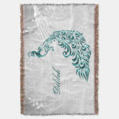 Blauwgroen Peacock Persoonlijke schroefdraad Deken (Voorkant Verticaal)