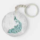 Blauwgroen Peacock Persoonlijke Sleutelhanger (Achterkant)