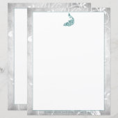 Blauwgroen peacock Stationery (Voorkant / Achterkant)