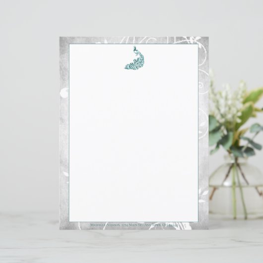 Blauwgroen peacock Stationery (Staand voorkant)