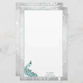 Blauwgroen peacock Stationery Briefpapier (Voorkant / Achterkant)