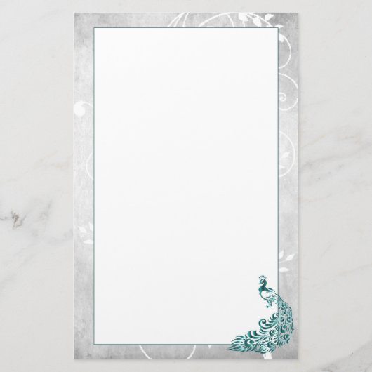 Blauwgroen peacock Stationery Briefpapier (Achterkant)