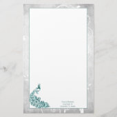 Blauwgroen peacock Stationery Briefpapier (Voorkant)