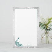 Blauwgroen peacock Stationery Briefpapier (Staand voorkant)