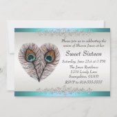 Blauwgroen Peacock Sweet Sixteen Kaart (Voorkant)