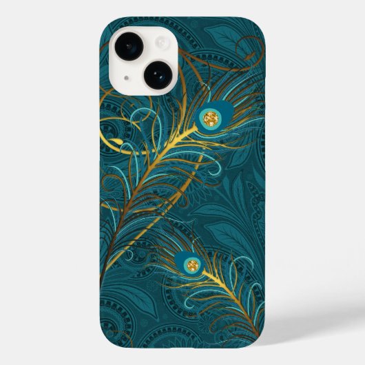 Blauwgroen Peacock-veren met Paisley Case-Mate iPhone Case (Achterkant)