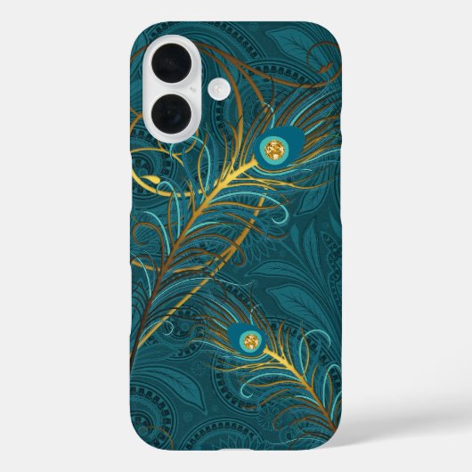 Blauwgroen Peacock-veren met Paisley Case-Mate iPhone Case (Achterkant)